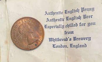 Vintage Whitbread Brewery Advertising Giveaway - Authentic Bronze English Penny