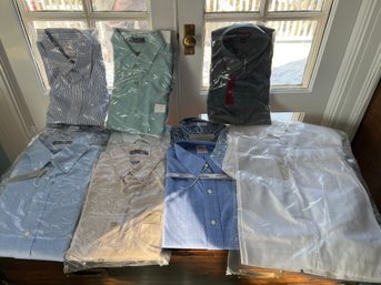 9-Large Button Down Shirts And 2 Size 40 Shorts: Hathaway, Van Heusen, Centura, Brooks Brothers, &Nordstroms