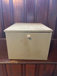 Vintage Metal Lock Box With Sliding Top