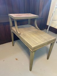 2-tier Painted Green Table With Leather Top