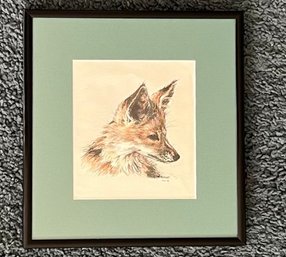 Little Fox Etching Signed P Wright No 2