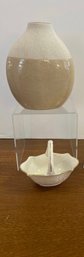 Crate And Barrel Linen Vase And Lenox Basket Bowl
