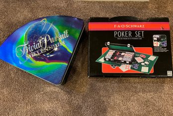 Poker Set, Large Travel Chess Game In A Case (not Shown) And Trivial Pursuit Millennium