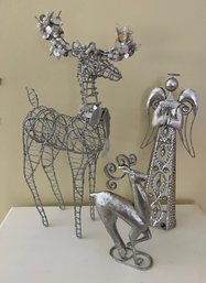 Silver Metal Christmas Statues
