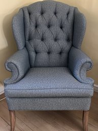 Tufted Wingback Armchair With Geometric Patterned Upholstery