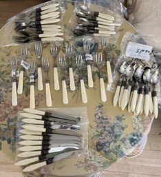 Stainless Flatware Set With Faux Ivory Handles