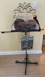 Hand Made Antique Violin And Bow With Stand And Vintage Sheet Music. Violin And Bow Need Repair