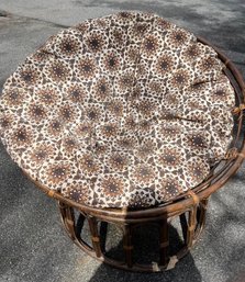 Vintage Rattan Papasan Chair With A Patterned Cushion