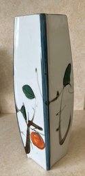 Japanese Hand-painted Porcelain Vase With Floral And Fruit Motifs