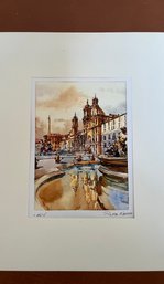 Watercolor Painting Of Piazza Navona By C. Walid