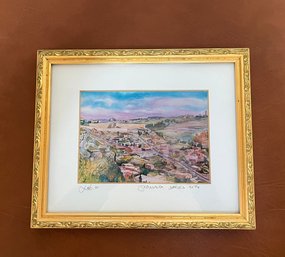 Watercolor Painting Of Jerusalem, David's City, Signed Lavi G