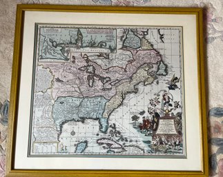 Antique Hand-colored Map Of North America By Cartographer Matthus Seutter