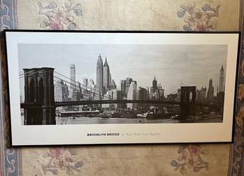 Framed Black And White Print Of The Brooklyn Bridge And New York City Skyline