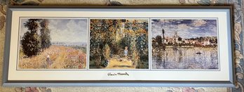 Triptych Wall Art Features Three Distinct Landscape Paintings By The French Impressionist Painter Claude Monet