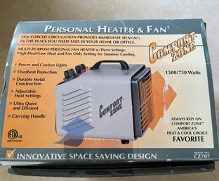 Comfort Zone Small Personal Heater And Fan