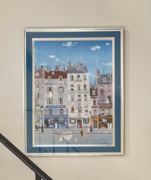 Nostalgic Print Of A Parisian Street Scene By Michel Delacroix