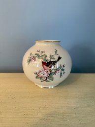 Hand-painted Lenox Serenade Globe Vase With Bird And Floral Motifs.