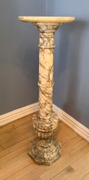 Antique Italian Carved Marble Column Pedestal With A Hexagonal Base