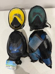 Four Free Breath Full-face Snorkeling Masks In Mesh Bags