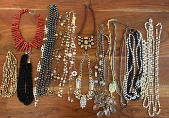 20 Costume Necklaces W/ Red Bench Coral Sticks With Sterling Clasp  #3