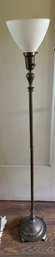 Vintage Milk Glass Conical Shade Floor Lamp With A Metal Base