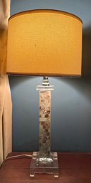 Decorative Table Lamp With Mother-of-pearl Mosaic Column And Acrylic Base