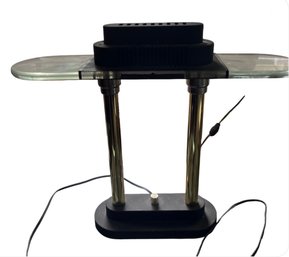 Vintage Robert Sonneman-style Art Deco Desk Lamp With Brass And Frosted Glass