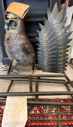 Rustic Metal Owl Garden Sculpture