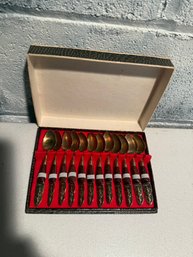 Set Of Twelve Vintage Thai Demitasse Spoons With Decorative Handles