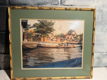 Framed Photograph Of A Thai Floating Market Scene #1
