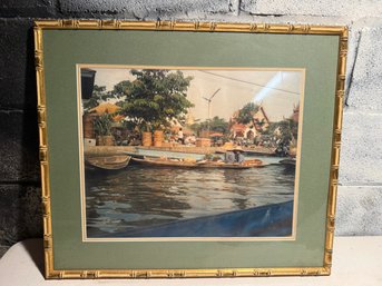 Framed Photograph Of A Thai Floating Market Scene #2
