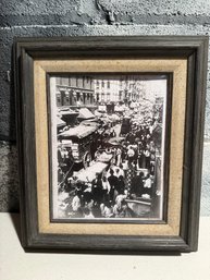 Vintage Black And White Print Of A Bustling Hester Street Market Scene