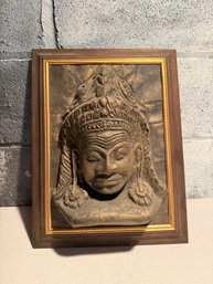 Framed Modern Decorative Bas-relief Of A Southeast Asian Figure