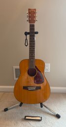 Yamaha FG-junior Guitar, Case, Stand And Harmonica