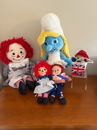 Raggedy Ann, Andy, Smurfette And Paddington Bear