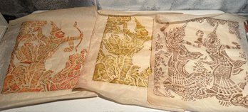 Traditional Southeast Asian Temple Rubs On Rice Paper Orange, Yellow, And Brown