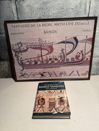 Framed Reproduction Of The Bayeux Tapestry & The Book Mystery Of The Bayeux Tapestry