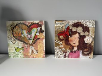 Two Contemporary Mixed-media Art Pieces With Inspirational Text