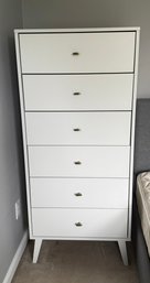 A Contemporary White Six-drawer Chest In Mid-century Modern Style