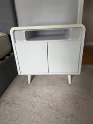 White Sobro Smart Side Table With Integrated Speakers And Refrigerator