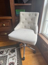 Contemporary Tufted Fabric Office Chair With Nailhead Trim.