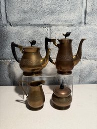 VINTAGE 1960'S SOLID BRASS Coffee/tea Set India