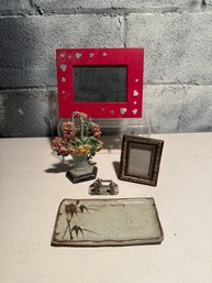 Picture Frames, Cast Iron Flower Bouquet Door Stopper, And More
