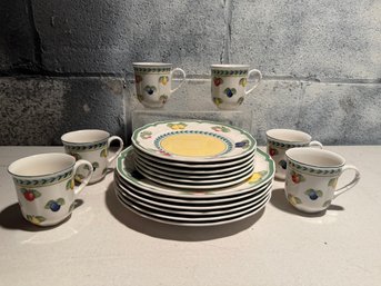 Villeroy & Boch French Garden Fleurence Fruit And Floral Pattern Ceramic Dinnerware Set