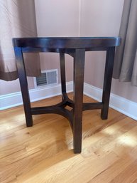 A Modern Dark Brown Wooden Round Side Table #1
