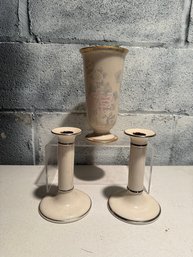 Lenox McKinley Presidential Collection Vase And Matching Candle Holders