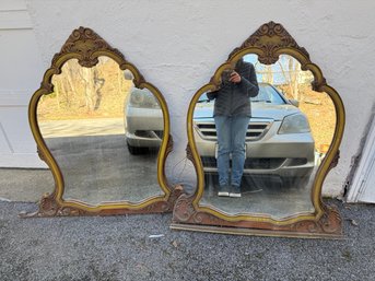 Beautiful Ornate Louis XV Style Gilded Wood Wall Mirrors.