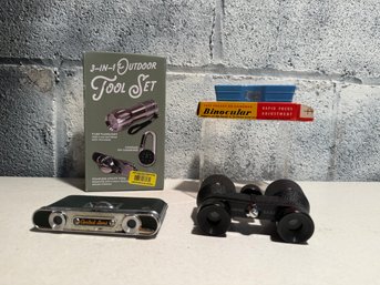 3-in-1 Outdoor Tool Set, Ednalite Vest Pocket Or Handbag Binocular, Folding Binoculars & Empire Binoculars