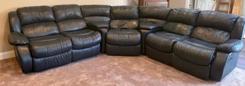 Blue Leather Sectional Couch