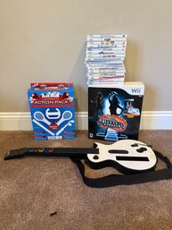 Wii Games, Guitar Hero, Dance Revolution Hottest Dance Party, And Ultimate Action Pack